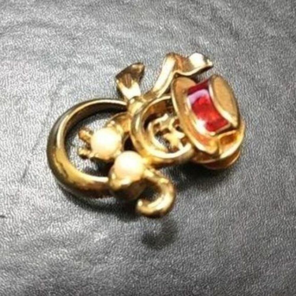 Starry eyed gold tone vintage Avon snowman brooch - Picture 3 of 8